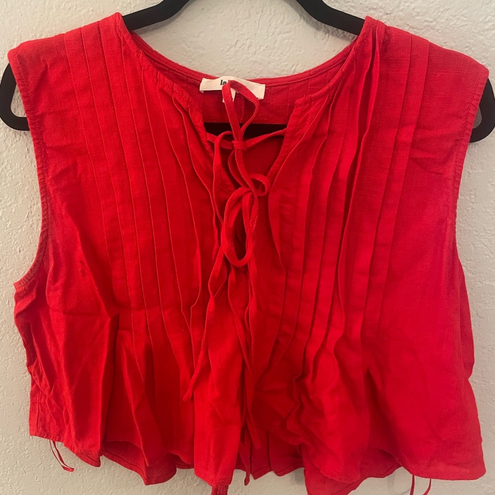 Red Sleeveless Lace-Up Top